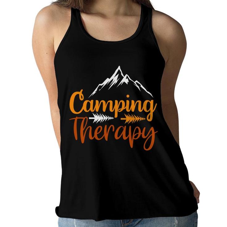 Travel Lover Always Has Camping Therapy In Every Exploration Women Flowy Tank