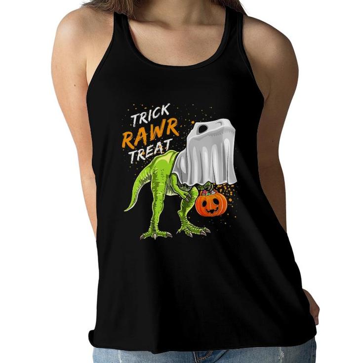 Trick Rawr Treat Halloweenrex Dinosaur Ghost Gift Boys Women Flowy Tank