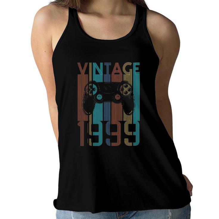 Vintage 1999 Gaming Gifts For 22 Years Old Boy Gamer Birthday Women Flowy Tank