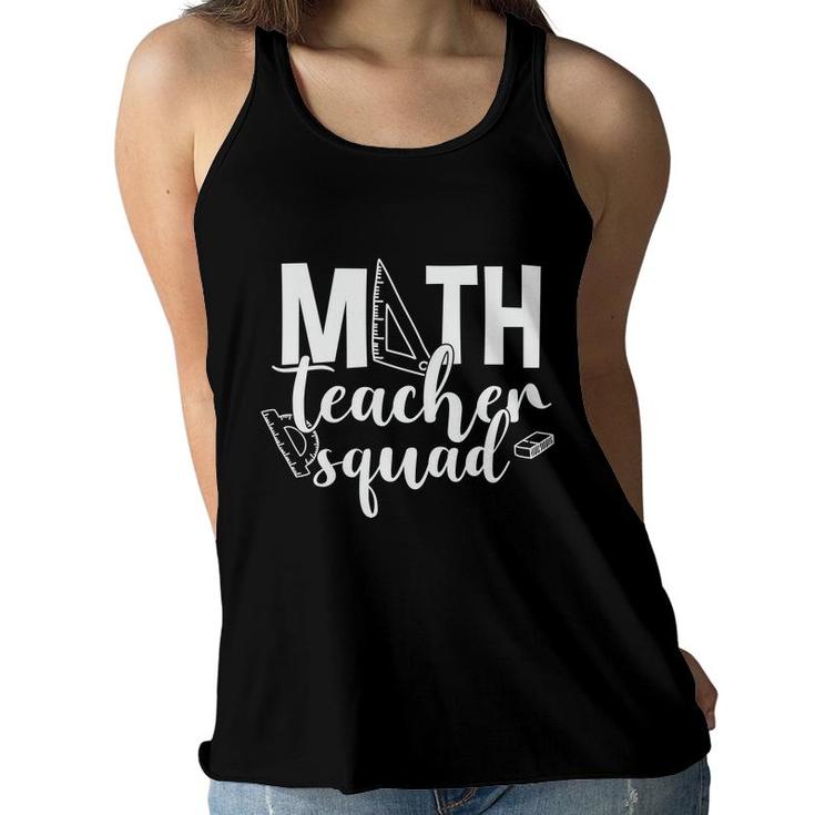 White Letters Design Math Teacher Squad Math Teacher Women Flowy Tank
