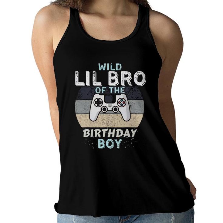 Wild Lil Bro Of The Birthday Boy Video Gamer Brother Women Flowy Tank