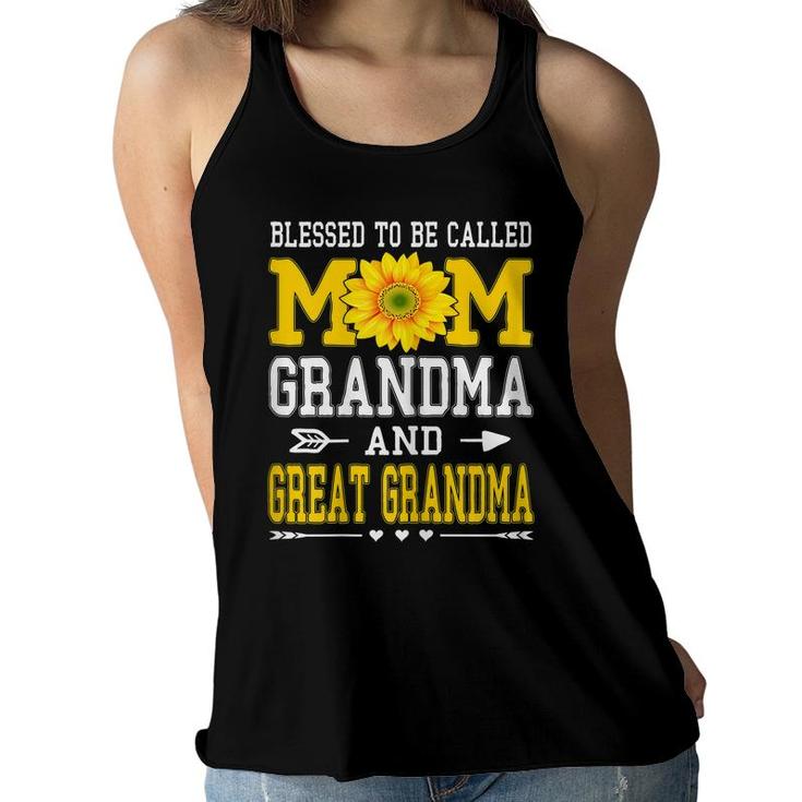 Womens Blessed To Be Called Mom Grandma Great Grandma Mothers Day  Women Flowy Tank