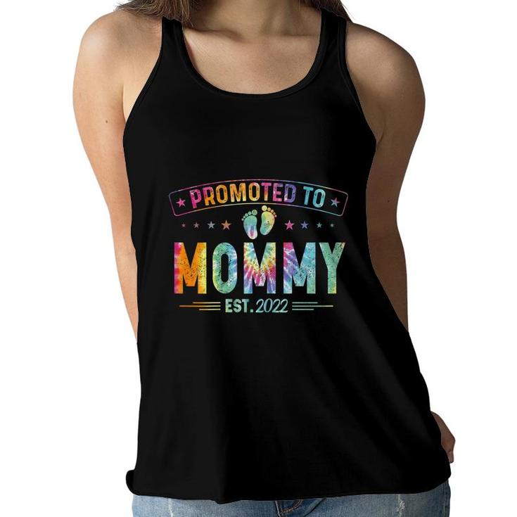 Womens Promoted To Mommy 2022 Tie Dye First Time Mothers New Mom  Women Flowy Tank