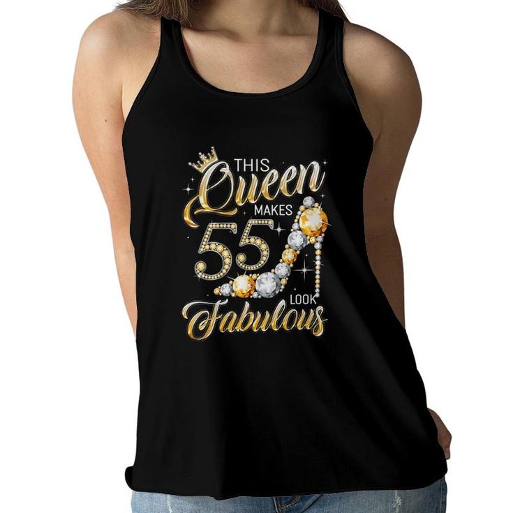 Womens Queen 55 Fabulous 55Th Birthday Girl Gifts 55 Years Old Women Flowy Tank
