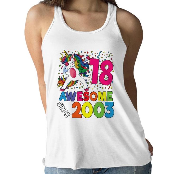 18Th Birthday Dabbing Unicorn Party Gift 18 Years Old Girl Women Flowy Tank