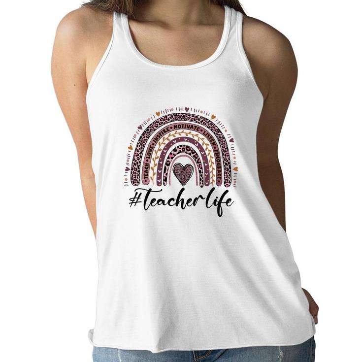 A Teacher Life Is Closely Related To The Knowledge In Books And Inspires Students Women Flowy Tank