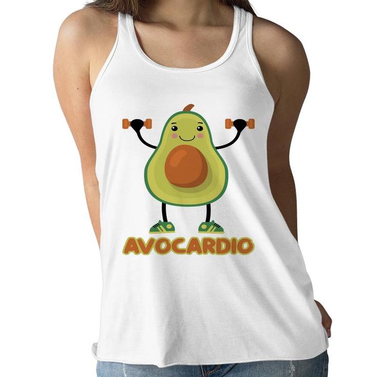 Avocardio Funny Avocado Is Gymming So Hard Women Flowy Tank