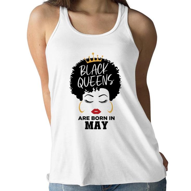 Black Queens Are Born In May Birthday Curly Hair Girl Women Flowy Tank