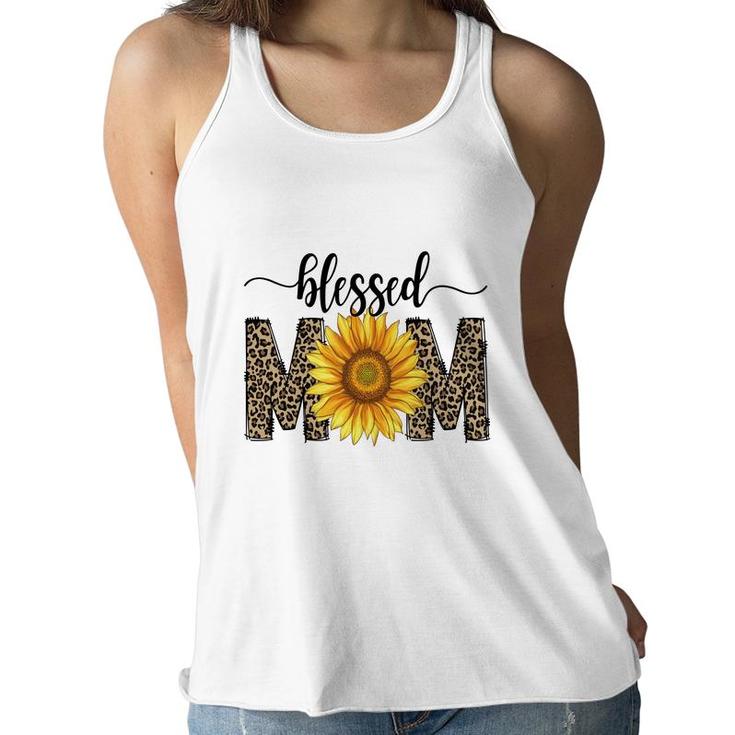 Blessed Mom With Sunflower And Leopard Vintage Mothers Day Design Women Flowy Tank