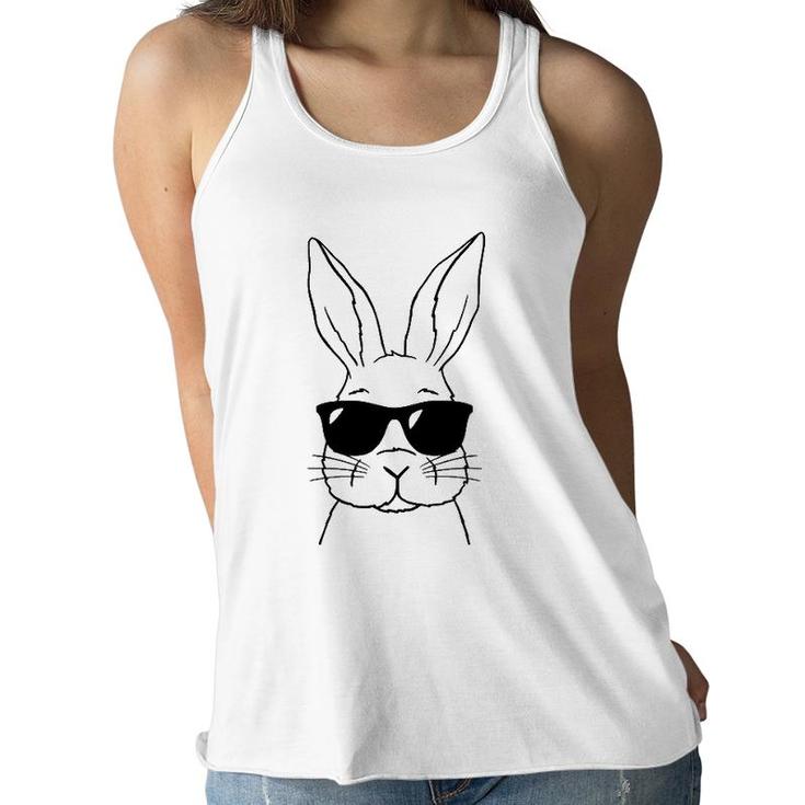 Bunny Face With Sunglasses Men Boys Kids Easter Day Women Flowy Tank