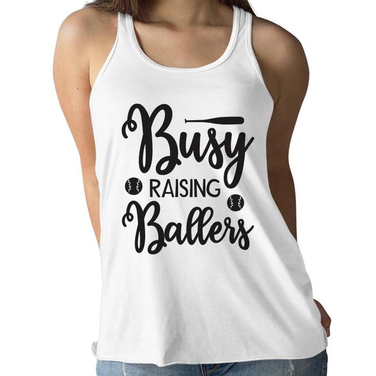 Busy Raising Ballers Gray And Black Graphic Women Flowy Tank