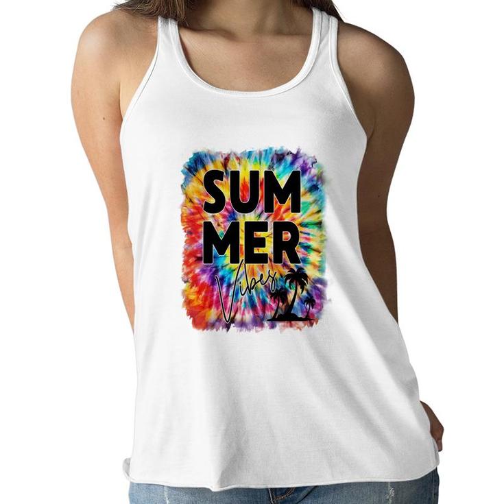 Colorful Summer Vibe For Everybody Retro Summer Beach Women Flowy Tank