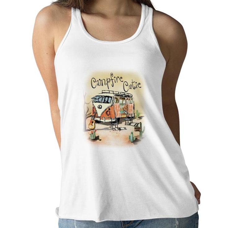 Cute Custom Campfire Cutie Camp Life Idea Gift Women Flowy Tank