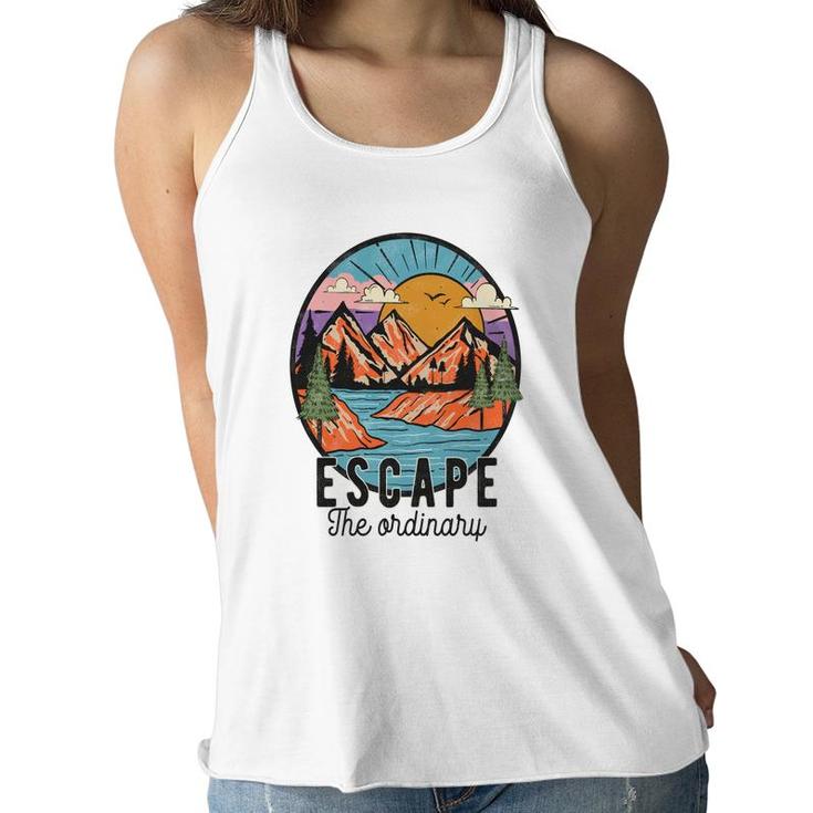 Escape The Ordinary From Busy Life To Relax Vintage Mountain Adventure Women Flowy Tank