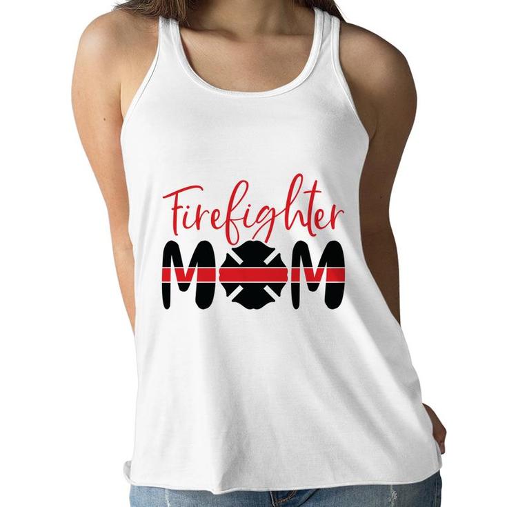 Firefighter Mom Red Decor Black Graphic Meaningful Women Flowy Tank