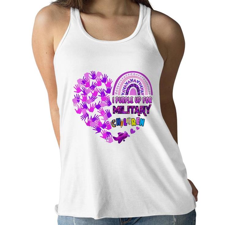 Heart Military Child Month - Purple Up For Military Kids  Women Flowy Tank