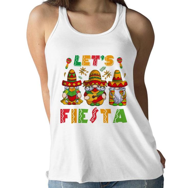 Lets Fiesta Cinco De Mayo Latin Gnomes Mexican Party Poncho  Women Flowy Tank