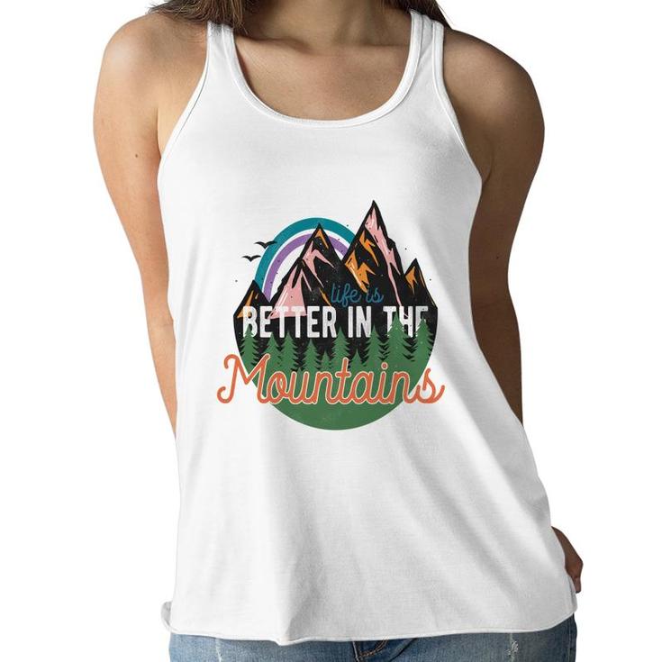 Life Is Better In The Mountains Wild Life  Vintage Style Women Flowy Tank