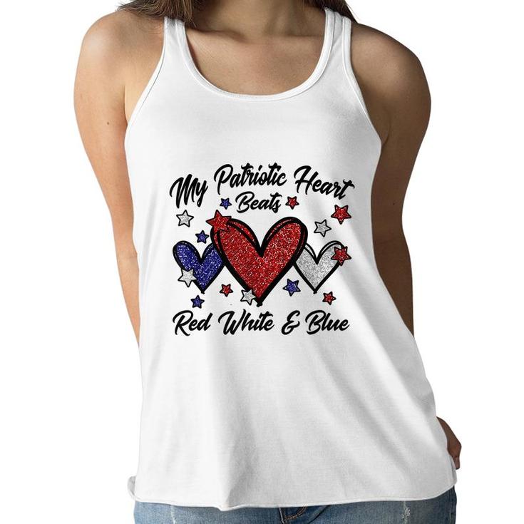 Patriotic 4Th Of July Hearts For Women Red White And Blue  Women Flowy Tank
