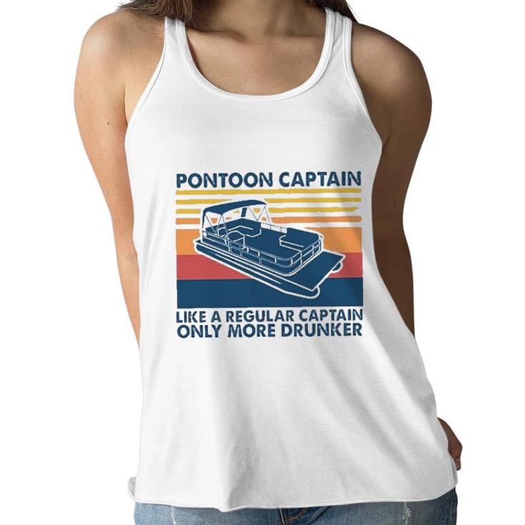 Pontoon Captain Like A Regular Captain New Blue Graphic Women Flowy Tank