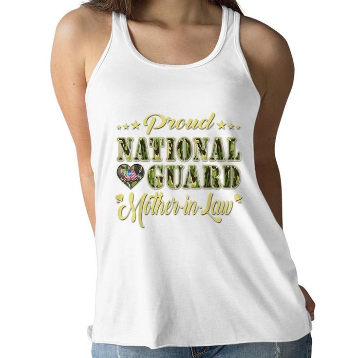Proud National Guard Mother-In-Law Dog Tags Heart Army Mom  Women Flowy Tank