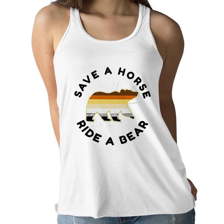 Save A Horse Ride A Bear LGBT Pride Gift Idea Women Flowy Tank