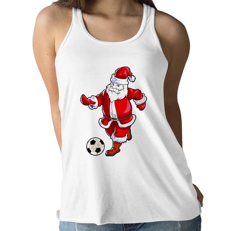 Soccer Christmas  Men Kids Boys Soccer Santa Claus Women Flowy Tank