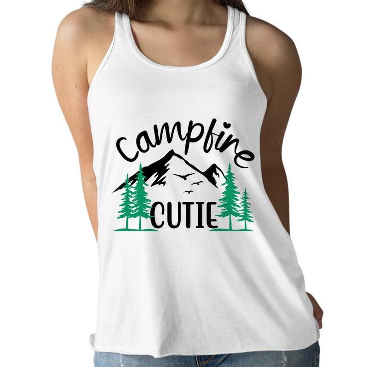 Travel Lover  Has Camp With Campfire Cutie In Their Exploration Women Flowy Tank