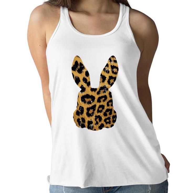 Womens Leopard Print Bunny Rabbit Cute Spring Easter Women Girls Women Flowy Tank