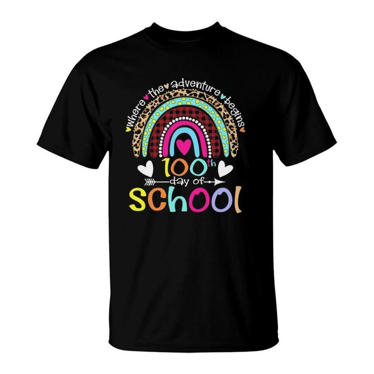 100Th Day Of School Teacher Student 100 Days Smarter Rainbow T-Shirt