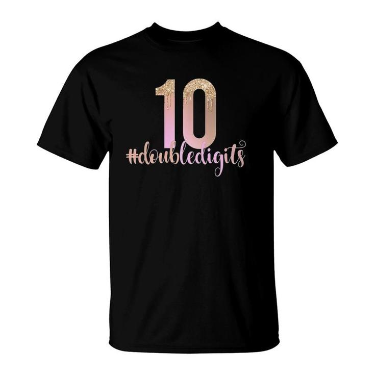 10Th Birthday Double Digits Girls Ten 10 Peach Ombre Kids T-Shirt
