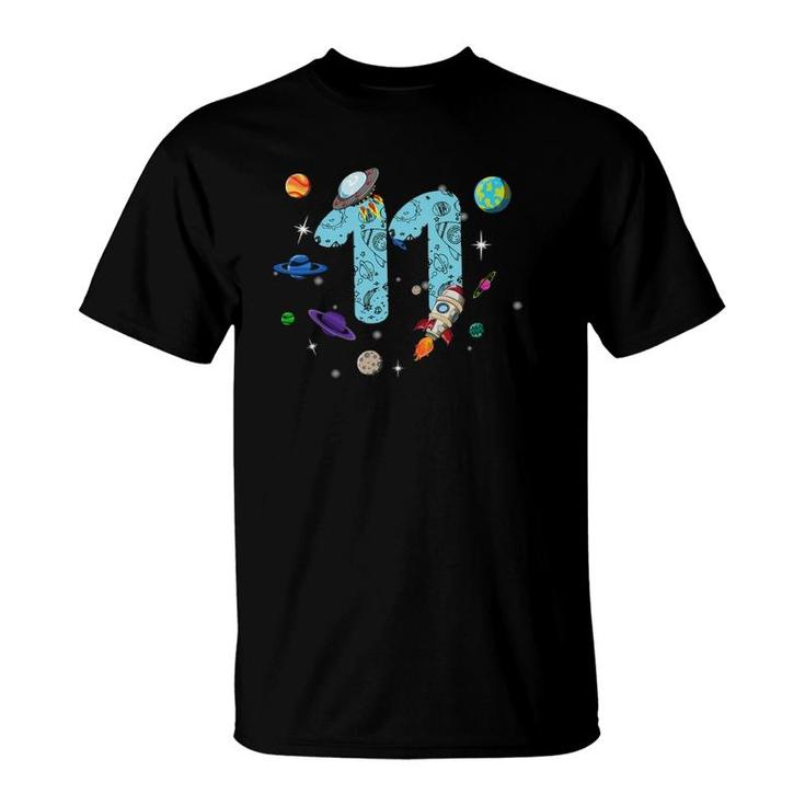 11 Years Old Birthday Boy Gifts Space 11Th Birthday T-Shirt