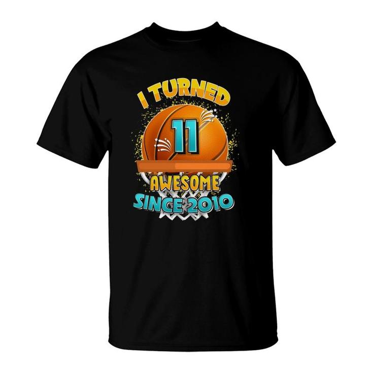 11Th Birthday Basketball  I Turned 11 Years Old Gift Boy T-Shirt