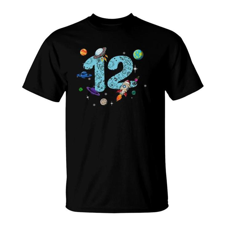 12 Years Old Birthday Boy Gifts Space 12Th Birthday T-Shirt