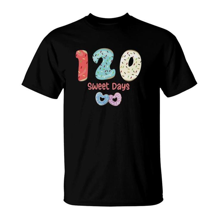 120 Sweet Days Back To School Donut 1St Grade Teachers Students 120 Days Of School Heart Shape Kids T-Shirt