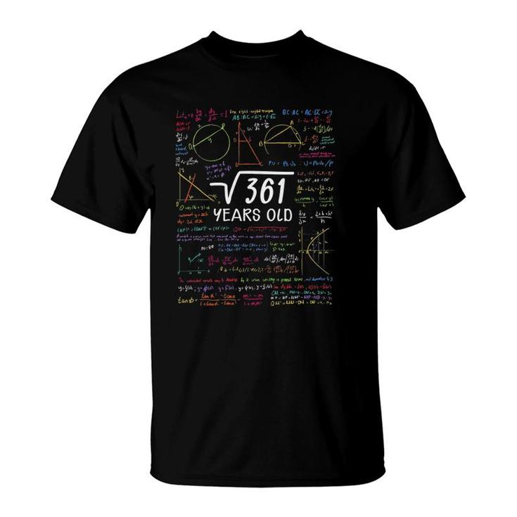 19 Birthday Boy Girl Funny Math Square Root 361  19 Years T-Shirt