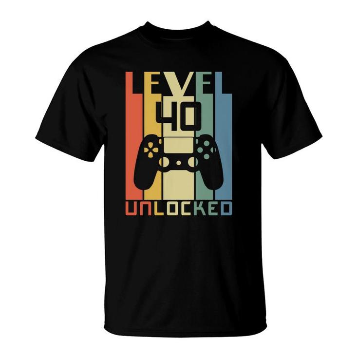 40 Happy Birthday 40Th Level Unlock Birthday Retro T-Shirt