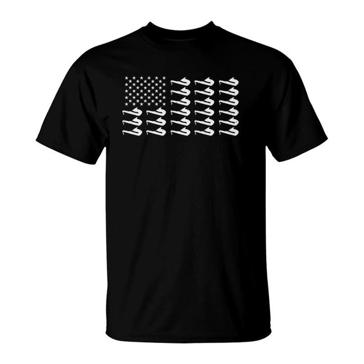 4Th Of July Us American Flag Design Saxophone Player  T-Shirt