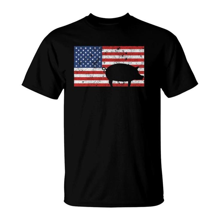 4Th Of July Usa Patriotic Pig Farm Farming Farmer T-Shirt