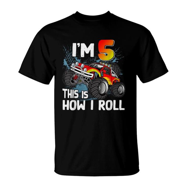 5 Year Old Monster Truck 5Th Birthday Boy Monster Truck Car T-Shirt