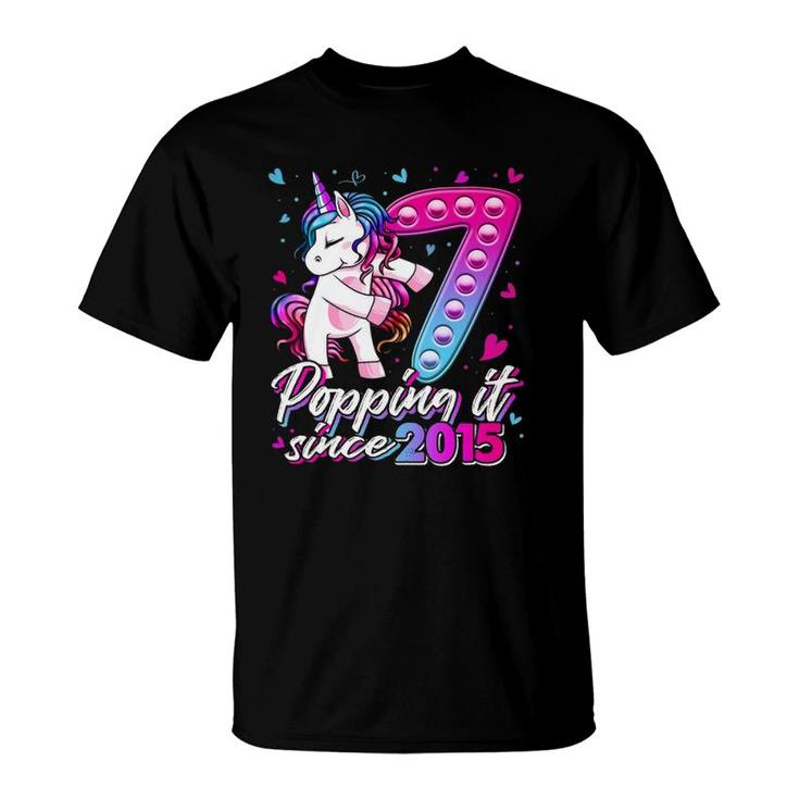 7 Years Old Unicorn Pop It Unicorn Popping Since 2015 Gifts T-Shirt