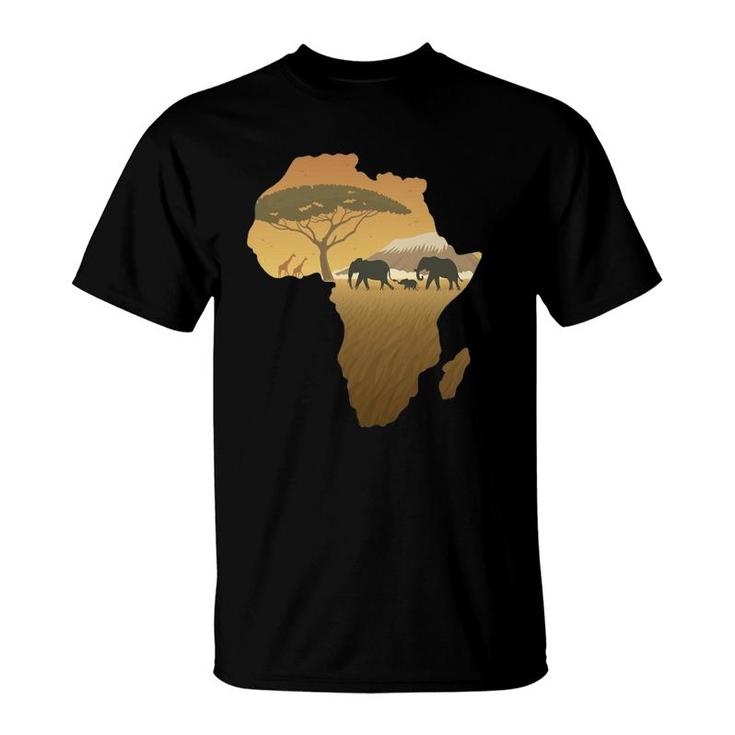Africa Elephant Map Dad South Animal Big Five Safari T-Shirt
