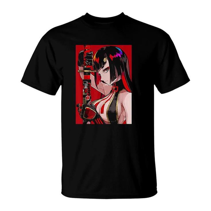Anime Girl Samurai Waifu Japanese Aesthetic Otaku Kawaii T-Shirt