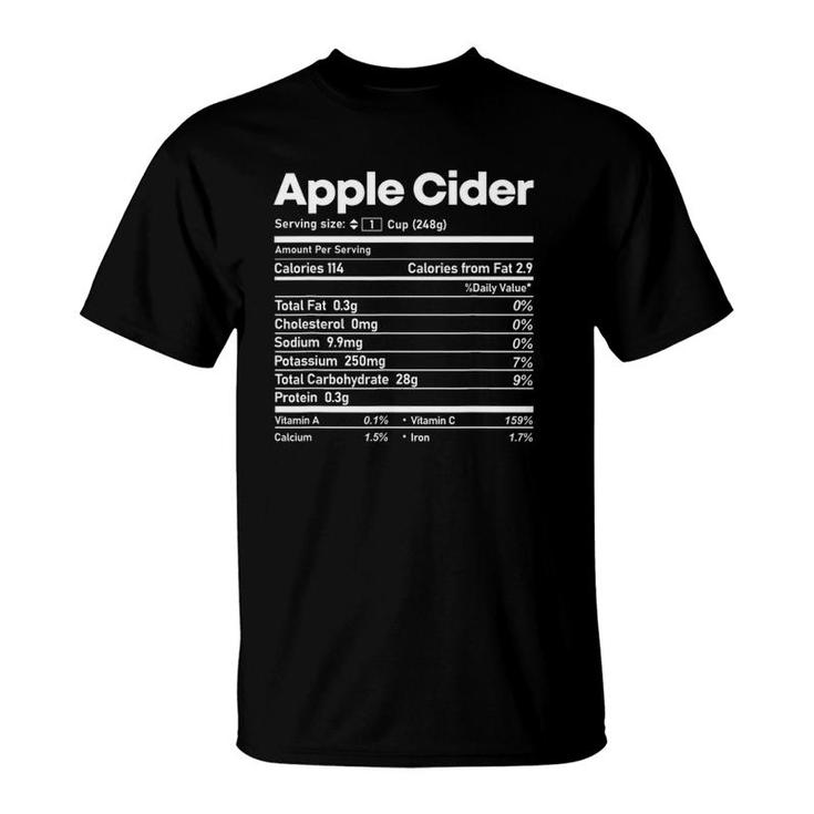 Apple Cider Nutrition Facts Thanksgiving Christmas Matching T-Shirt