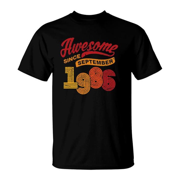 Awesome Since September 1986 35 Years Old 35Th Birthday Gift T-Shirt