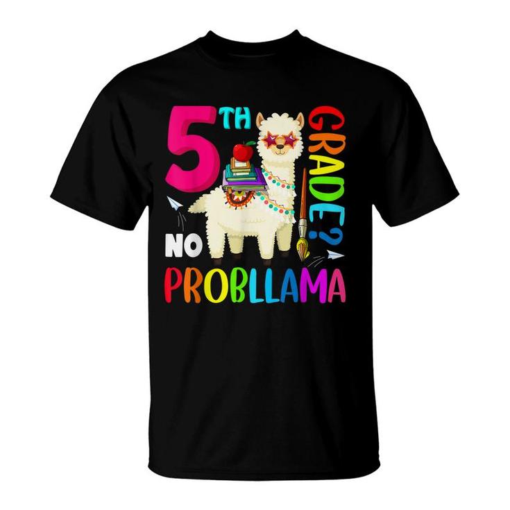 Back To School No Prob-Llama Hello 5Th Grade Kids Student  T-Shirt