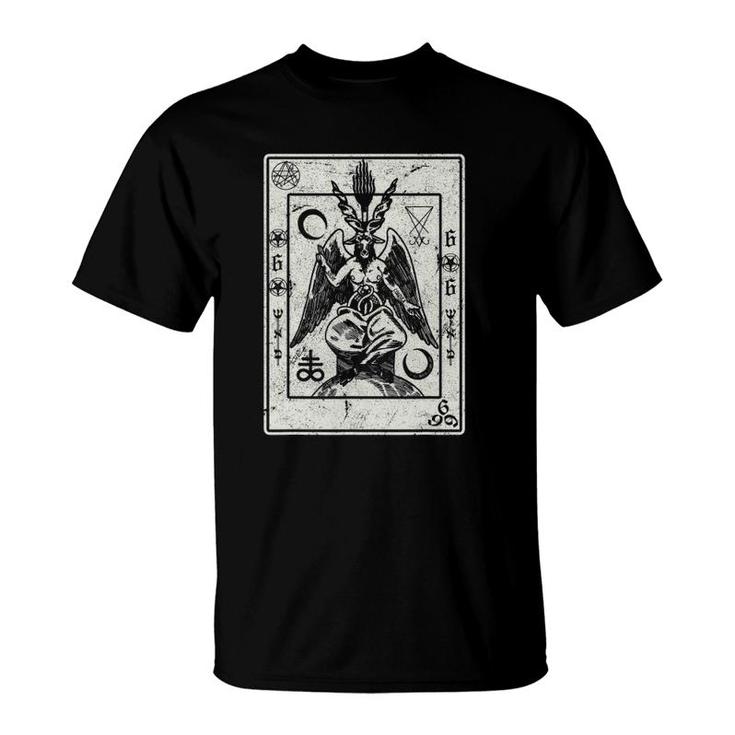 Baphomet Occult Satan Goat Head Devil Tarot Card Design T-Shirt