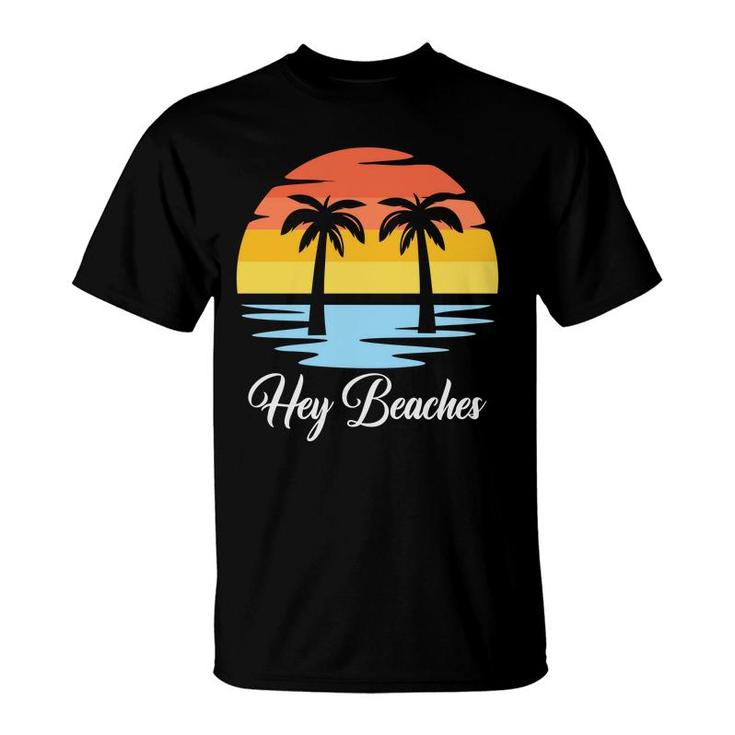 Beach Retro Sunset Summer Enistle Hey Beaches T-Shirt