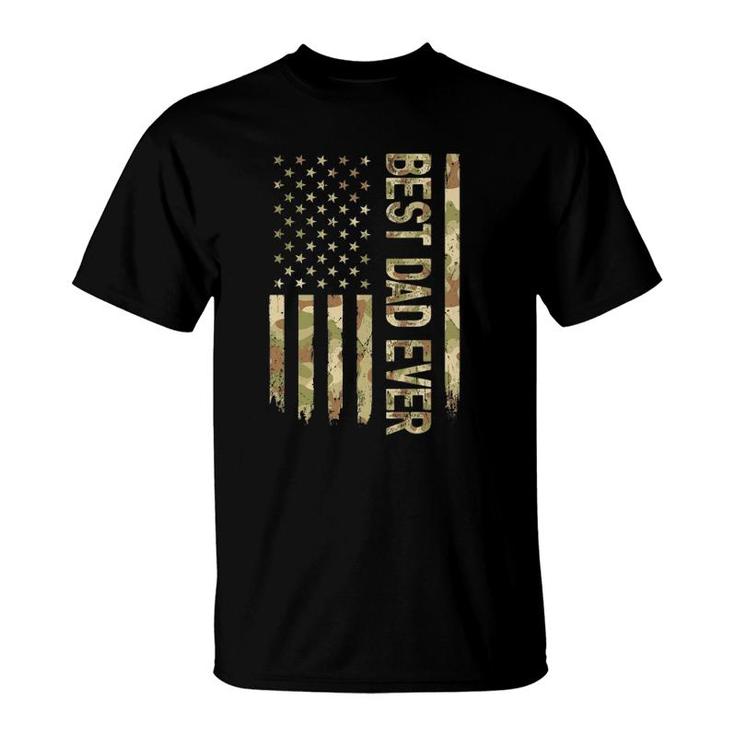 Best Dad Ever Us American Flag Camo Fathers Day T-Shirt