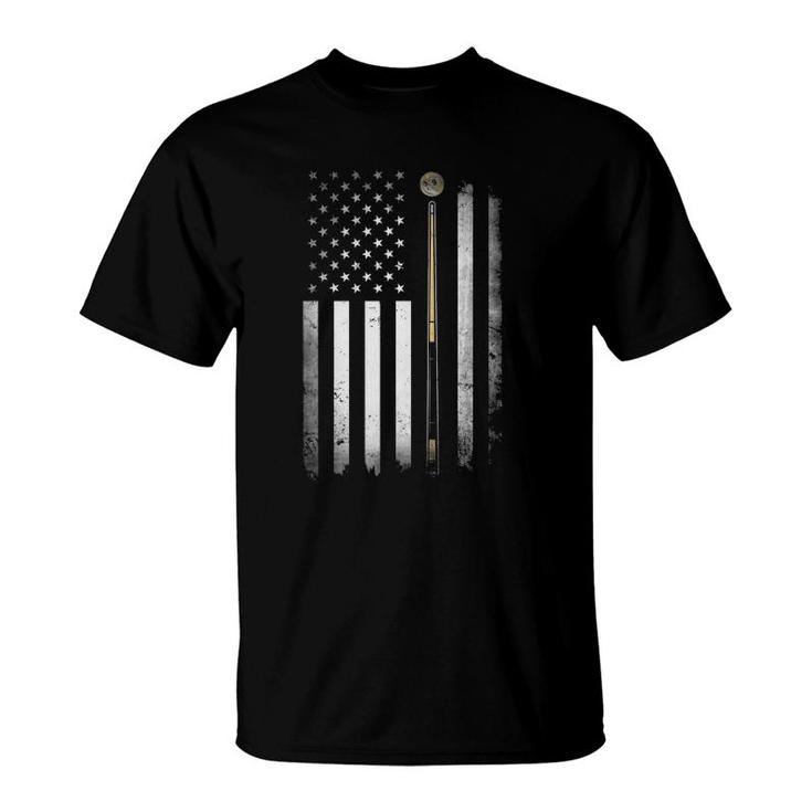 Billiards Pool Player Table Usa Us American Flag T-Shirt